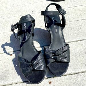 Franco Sarto black leather wedge sandal